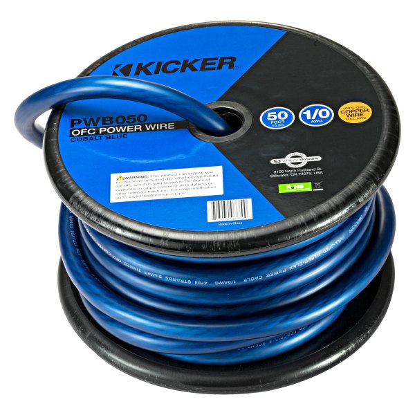 KICKER® - 1/0 AWG Single 50' Blue Stranded GPT Power Wire