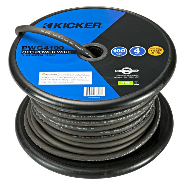 KICKER® - 4 AWG Single 100' Gray Stranded GPT Power Wire