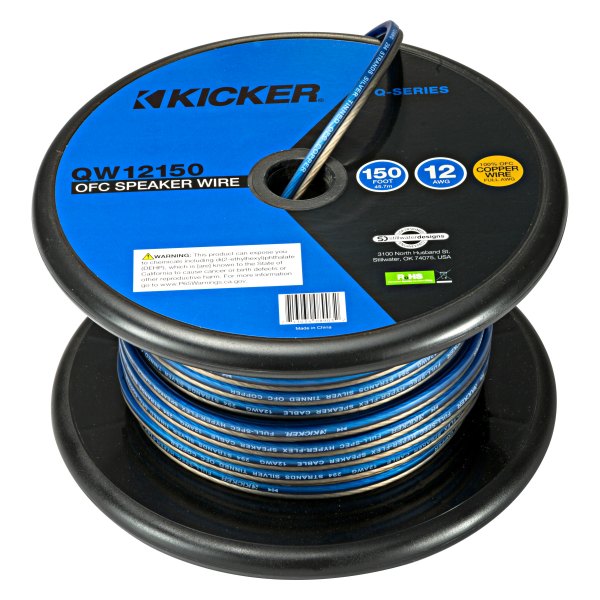 KICKER® - Q Series 12 AWG 2-Way 150' Blue/Gray Stranded GPT Speaker Wire
