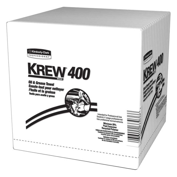 Kimberly Clark® - White Krew™ 12.5" x 14.4" Krew 400 Shop Towels, Quarterfold