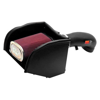 K&N® - 57 Series FIPK Generation II High-Density Polyethylene Black Cold Air Intake System with Red Filter and Intake Pipe and Heat Shield