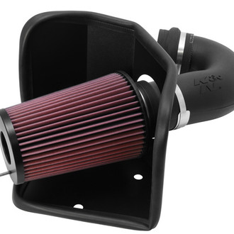 K&N® - 57 Series FIPK Generation II High-Density Polyethylene Black Cold Air Intake System with Red Filter and Intake Pipe and Heat Shield