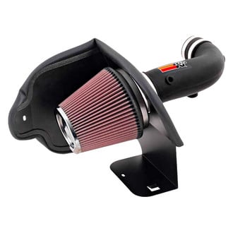 K&N® - 57 Series FIPK Generation II High-Density Polyethylene Black Cold Air Intake System with Red Filter and Intake Pipe and Heat Shield