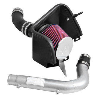 K&N® - 57 Series FIPK Generation II High-Density Polyethylene and Aluminum Black and Silver Cold Air Intake System with Red Filter and Intake Pipe and Heat Shield