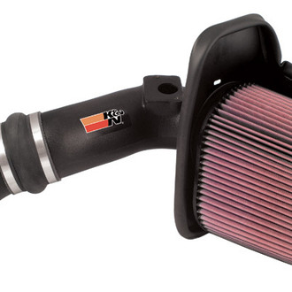 K&N® - 57 Series FIPK Generation II High-Density Polyethylene Black Cold Air Intake System with Red Filter and Intake Pipe and Heat Shield