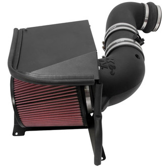 K&N® - 57 Series FIPK Generation II High-Density Polyethylene Black Cold Air Intake System with Red Filter and Intake Pipe
