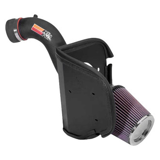 K&N® - 57 Series FIPK Generation II High-Density Polyethylene Black Cold Air Intake System with Red Filter and Intake Pipe