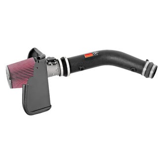 K&N® - 57 Series FIPK Generation II High-Density Polyethylene Black Cold Air Intake System with Red Filter and Intake Pipe and Heat Shield