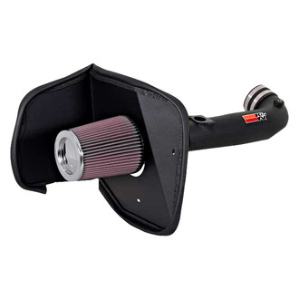 K&N® - 63 Series AirCharger® High-Density Polyethylene Black Cold Air Intake System with Red Filter