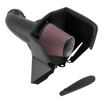 K&N® - 63 Series AirCharger® High-Density Polyethylene Black Cold Air Intake System with Red Filter
