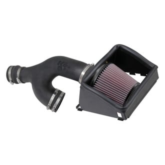 K&N® - 63 Series AirCharger® High-Density Polyethylene Black Cold Air Intake System with Red Filter
