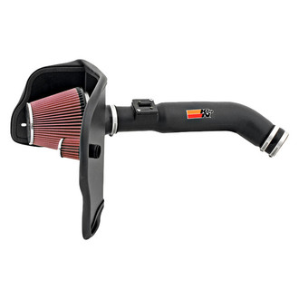K&N® - 63 Series AirCharger® High-Density Polyethylene Black Cold Air Intake System with Red Filter