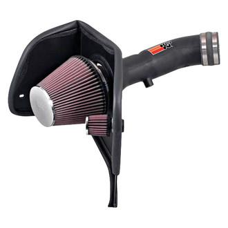 K&N® - 63 Series AirCharger® High-Density Polyethylene Black Cold Air Intake System with Red Filter