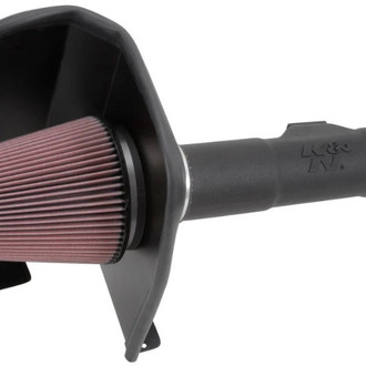 K&N® - 63 Series AirCharger® High-Density Polyethylene Black Cold Air Intake System with Red Filter