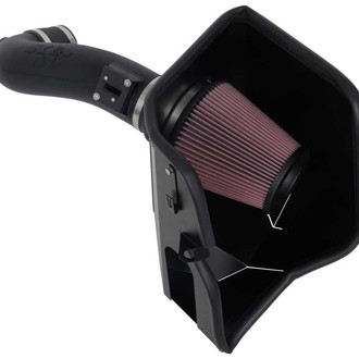 K&N® - 63 Series AirCharger® High-Density Polyethylene Black Cold Air Intake System with Red Filter