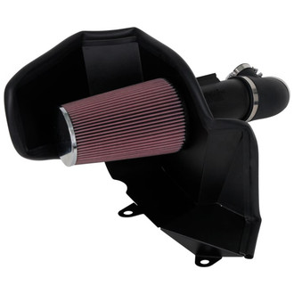 K&N® - 63 Series AirCharger® High-Density Polyethylene Black Cold Air Intake System with Red Filter