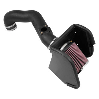 K&N® - 63 Series AirCharger® High-Density Polyethylene Black Cold Air Intake System with Red Filter