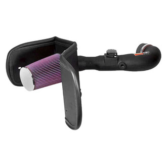 K&N® - 63 Series AirCharger® High-Density Polyethylene Black Cold Air Intake System with Red Filter