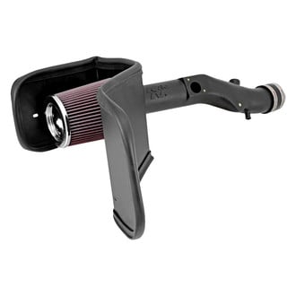 K&N® - 63 Series AirCharger® High-Density Polyethylene Black Cold Air Intake System with Red Filter
