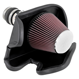 K&N® - 69 Series Typhoon® Aluminum Black Cold Air Intake System with Red Filter