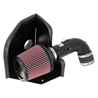 K&N® - 69 Series Typhoon® Aluminum Textured Black Cold Air Intake System with Red Filter