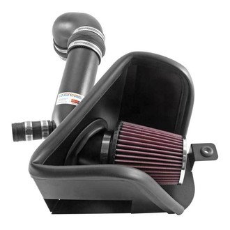 K&N® - 69 Series Typhoon® Aluminum Textured Black Cold Air Intake System with Red Filter