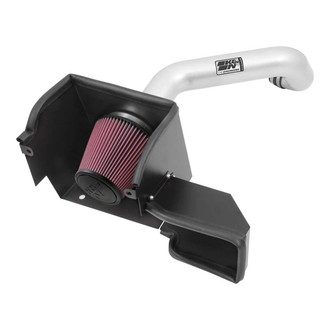 K&N® - 77 Series High-Flow Performance Aluminum Textured Silver Cold Air Intake System with Red Filter