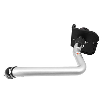 K&N® - 77 Series High-Flow Performance Aluminum Silver Cold Air Intake System with Red Filter