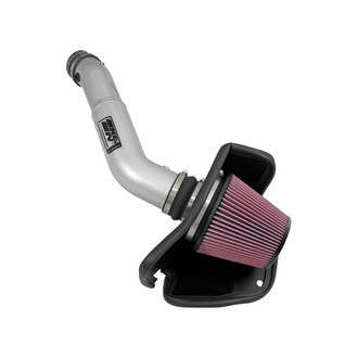 K&N® - 77 Series High-Flow Performance Aluminum Silver Cold Air Intake System with Red Filter