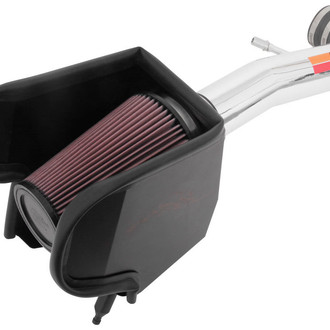 K&N® - 77 Series High-Flow Performance Aluminum Polished Cold Air Intake System with Red Filter