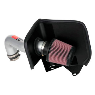 K&N® - 77 Series High-Flow Performance Aluminum Bright Aluminized Cold Air Intake System with Red Filter