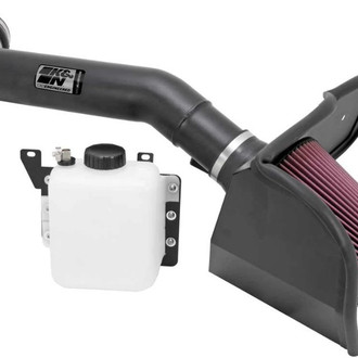 K&N® - 77 Series High-Flow Performance Aluminum Textured Black Cold Air Intake System with Red Filter