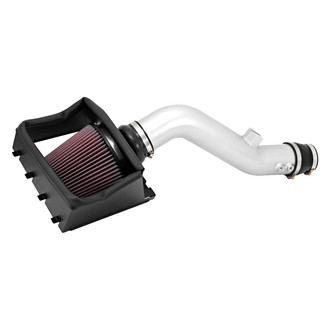 K&N® - 77 Series High-Flow Performance Aluminum Silver Cold Air Intake System with Red Filter