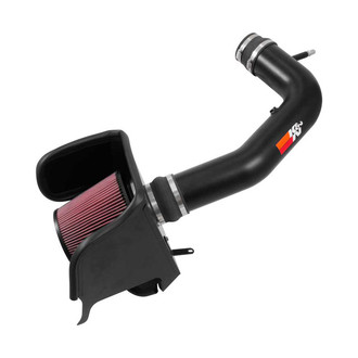 K&N® - 77 Series High-Flow Performance Aluminum Black Cold Air Intake System with Red Filter