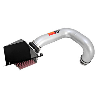 K&N® - 77 Series High-Flow Performance Aluminum Silver Cold Air Intake System with Red Filter
