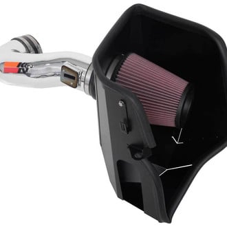 K&N® - 77 Series High-Flow Performance Aluminum Bright Aluminized Cold Air Intake System with Red Filter