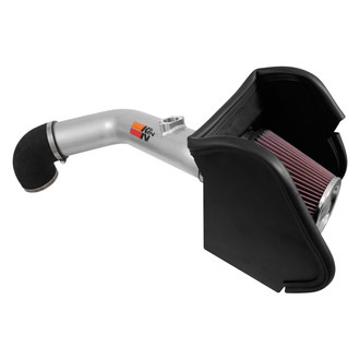 K&N® - 77 Series High-Flow Performance Aluminum Silver Cold Air Intake System with Red Filter