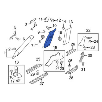 Land Rover OE - Left Upper Door Pillar Post Trim Set