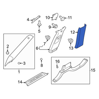 Land Rover OE - Left Upper Door Pillar Post Trim Set