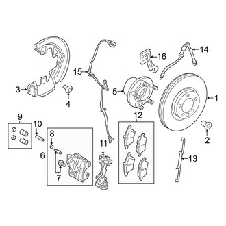 Land Rover OE - Front Suspension - Brake Components (16"), (Autobiography / HSE / HSE Dynamic / SE / SE Premium)