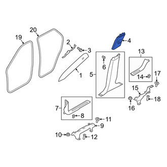 Land Rover OE - Right Upper Door Pillar Post Trim Set
