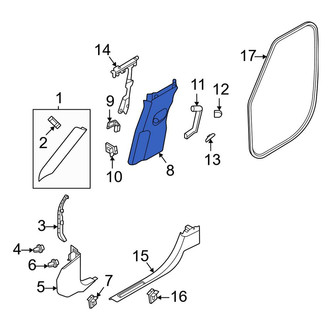 Land Rover OE - Right Upper Door Pillar Post Trim Set