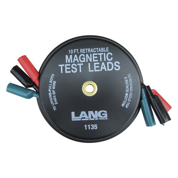 Lang Tools® - 10' 3 Leads Magnetic Retractable Test Leads with Insulated Alligator Clip