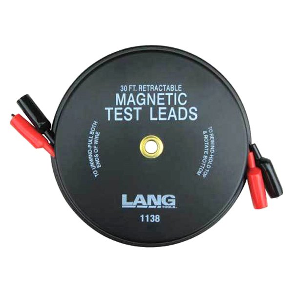 Lang Tools® - 30' 2 Leads Magnetic Retractable Test Leads with Insulated Alligator Clip