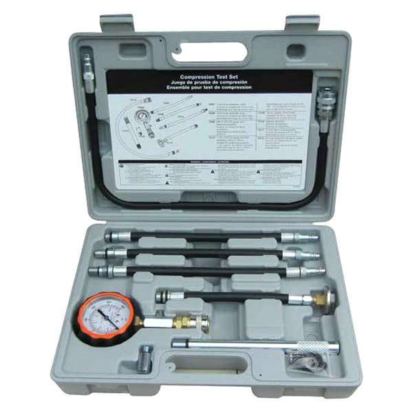 Lang Tools® - 9-piece 0 to 300 psi Analog Petrol Compression Tester Set