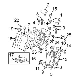 Lexus OE - Seats & Tracks - Rear Seat Components (Right Side & Center Seat, Back Components)