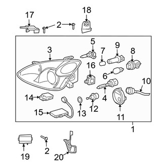 Lexus OE - Front Lamps - Headlamp Components (USA Built, With HID, With Adaptive Lighting)