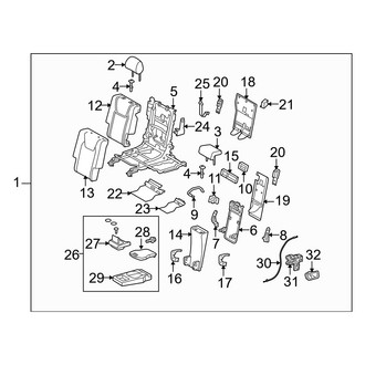 Lexus OE - Seats & Tracks - Rear Seat Components (Right Side & Center Seat, Back Components)