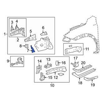 Lexus OE - Front Right Fender Apron Extension