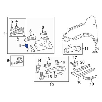 Lexus OE - Right Fender Apron Extension Bracket